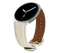 Gimuk Leather Strap Compatible with Samsung Galaxy Watch 8 Strap 40mm 44mm/Galaxy Watch 8 Classic 46mm, Soft Genuine Leather Sport Wristband Replacement Band for Men Women (White)
