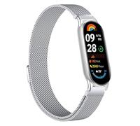 Gimuk Metal Band for Xiaomi Smart Band 10 / Xiaomi Smart Band 9 / Mi 8, Adjustable Stainless Steel Mesh Magnetic Wristband Replacement Watch Bands Strap Bracelet for Men Women (Silver)