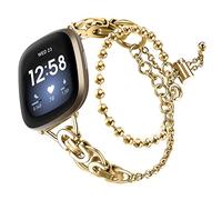 Gimuk Metal Strap Compatible with Fitbit Versa 3/Fit bit Sense Strap, Women Girls Adjustable Stainless Steel Wristband Replacement Watch Band Bracelet for Fitbit Versa 3/Sense (Gold)