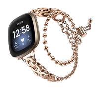 Gimuk Metal Strap Compatible with Fitbit Versa 3/Fit bit Sense Strap, Women Girls Adjustable Stainless Steel Wristband Replacement Watch Band Bracelet for Fitbit Versa 3/Sense (Rose Gold)