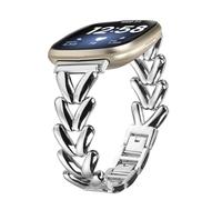 Gimuk Metal Strap Compatible with Fitbit Versa 4/Sense 2 Strap for Women Men, Adjustable Stainless Steel Wristband Replacement Watch Band Bracelet for Fitbit Versa 3/Sense (Silver)