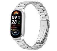 Gimuk Metal Strap Compatible with Xiaomi Smart Band 10/9/8, Women Men Adjustable Stainless Steel Bracelet Replacement Watch Strap Sport Wristband Band for Xiaomi Mi Band 10/9/8 (Silver)