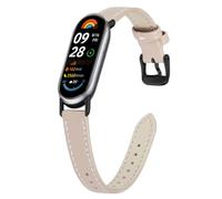 Gimuk Soft Leather Watch Strap for Xiaomi Smart Band 10/9/8 | Slim Genuine Leather Wristband for Women Men, Adjustable Sport Replacement Watch Strap Bands for Xiaomi Mi Band 10/9/8