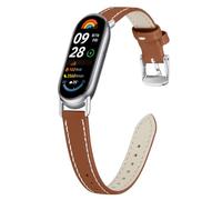 Gimuk Soft Leather Watch Strap for Xiaomi Smart Band 10/9/8 | Slim Genuine Leather Wristband for Women Men, Adjustable Sport Replacement Watch Strap Bands for Xiaomi Mi Band 10/9/8