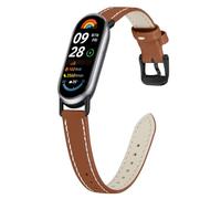 Gimuk Soft Leather Watch Strap for Xiaomi Smart Band 10/9/8 | Slim Genuine Leather Wristband for Women Men, Adjustable Sport Replacement Watch Strap Bands for Xiaomi Mi Band 10/9/8