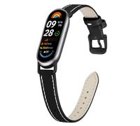 Gimuk Soft Leather Watch Strap for Xiaomi Smart Band 10/9/8 | Slim Genuine Leather Wristband for Women Men, Adjustable Sport Replacement Watch Strap Bands for Xiaomi Mi Band 10/9/8