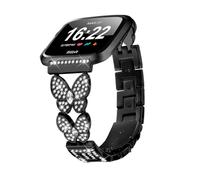 Gimuk Strap Compatible with Fitbit Versa 2 Strap for Women, Metal Bling Glitter Diamonds Rhinestones Jewelry Wristband Replacement Bracelet Band for Fitbit Versa 2/Versa/Versa Lite (Black)