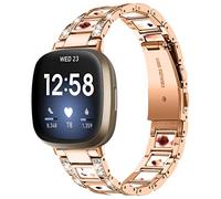 Gimuk Strap Compatible with Fitbit Versa 4/Fitbit Versa 3 Strap for Women Men, Adjustable Metal Stainless Steel Bling Replacement Watch Wrist Strap Wristband Bracelet for Fitbit Sense/Sense 2