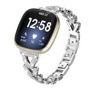 Gimuk Strap compatible with Fitbit Versa 4/Sense 2 Strap for Women Men, Metal Bling Adjustable Stainless Steel Wristband Replacement Band Bracelet For Fitbit Versa 4/Versa 3/Sense (Silver)