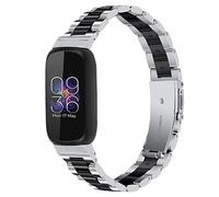 Gimuk Straps Compatible with Fitbit Inspire 3 Strap, Metal Stainless Steel Adjustable Sport Replacement Business Wristband Strap Compatible with Fitbit Inspire 3 Women Men Small Large (Silver+Black)