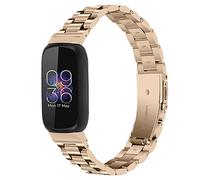 Gimuk Straps Compatible with Fitbit Inspire 3 Strap, Metal Stainless Steel Adjustable Sport Replacement Business Wristband Strap Compatible with Fitbit Inspire 3 Women Men Small Large (Champagne Gold)