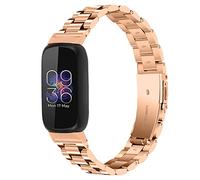 Gimuk Straps Compatible with Fitbit Inspire 3 Strap, Metal Stainless Steel Adjustable Sport Replacement Business Wristband Strap Compatible with Fitbit Inspire 3 Women Men Small Large (Rose Gold)