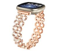 Gimuk Straps Compatible with Fitbit Versa 4/Sense 2/Versa 3, Metal Bling Diamonds Stainless Steel Wristband Replacement Strap Band Bracelet for Women & Men