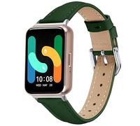 Gimuk Straps Compatible with Samsung Galaxy Fit3 Strap, Slim Genuine Leather Business Sport Band Replacement Adjustable Wristband Bands for Galaxy Fit 3 SM-R390 (Green)