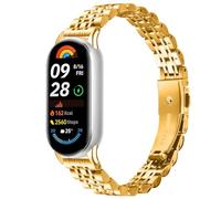 Gimuk Watch Strap Compatible with Xiaomi Smart Band 10/9/8, Slim Metal Stainless Steel Sport Replacement Band Strap Bracelet for Xiaomi Mi Band 10/9/8 (Gold)
