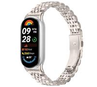 Gimuk Watch Strap Compatible with Xiaomi Smart Band 10/9/8, Slim Metal Stainless Steel Sport Replacement Band Strap Bracelet for Xiaomi Mi Band 10/9/8 (Starlight)