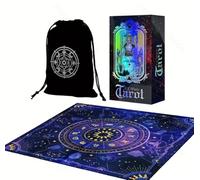 GIMURM Tarot Cards Set with Cloth Mat, Bag and Guidebook (Black Set Purple Mat)