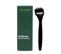 Gin Amber Beauty Mini Derma roller (0.25mm) - 192 Real Individual Needles, Microdermabrasion Device for Skin Care, Serum Absorption with Microneedling, Tool, Hygienic Case (Black Mini 0.25mm)