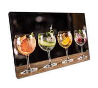 Gin And Tonic Drinks With Different Garnishes Bar Cocktail Photography Classic Drinks Wall Art Print On Canvas Picture For Home Office Decor 76x51cm (30x20In)