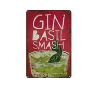 Gin Basil Smash Cocktail Big Basilikum Novelty Retro Metal Tin Sign, Funny Wall Decor Garage Bar Courtyard Living room 8x12 Inch