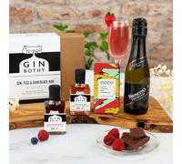 Gin Bothy Gin, Fizz & Chocolate Gift Box | Premium Small Batch Scottish Liqueurs | Raspberry & Rhubarb Infused Spirits | Holiday Gifting Idea | 2 × 5 ottles, 20g Chocolate, 20cl Prosecco Mixer