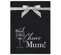 Gin Cocktail Glass Cheers Mum! Embroidered Black & Silver Kitchen Tea Towel