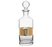 Gin Decanter 1.5L Art Deco Gold Diamond Embossed Band Carafe Spirits Jug with Weighted Stopper