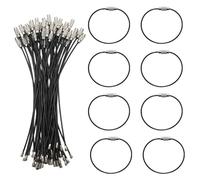 Gin Geomir 50 PCS 5.9" Black Nylon Coated Stainless Steel Wire Keychains Cable, 1.5mm Loop Rings for Luggage Tags, Keys, Kitchen Utensils and ID Tag Keepers