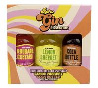 Gin Gift Set Retro Flavoured Collection by R3 - Rhubarb & Custard, Lemon Sherbet, Cola Bottle Gin Liqueurs - 3x 5 cl Alcohol Miniatures - Birthday, Fathers Day, Gin Gifts for Women and Men