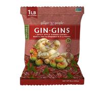 GIN GINS Spicy Apple Ginger Chews - Natural Fresh Ginger Candy by The Ginger People - Individually Wrapped Healthy Candy - Spicy Apple Ginger Flavor - Large 1 lb Bag (16oz) - Pack of 1