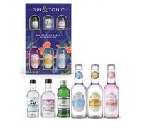 Gin House, Gin Gift Set, 3 x 5 cl, Tonic Mixers 3 x 200 ml | Gin Gifts for Women, Men, Rock Rose, Tanqueray & Edinburgh Gin, Light, Indian & Pink Grapefruit Tonic, Christmas