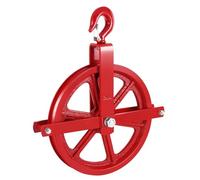 Gin Wheel 305mm Heavy Duty Scaffolding Pulley, 450kg Swivel Hook Cast Iron Pulley Block for Lifting, Construction & Roofing - Scaffold Hoist with Safety Hook