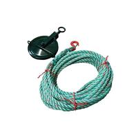 Gin Wheel Scaffold Pulley & 18mm Polysteel Gin Wheel Rope With Safety Hook - Scaffolding - Roofing - Scaffoling Rope (30 Metres)