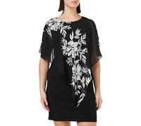 Gina Bacconi Asymmetric Dress with Printed Foil Detail, Black/Ivory, 12