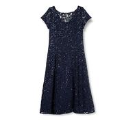 Gina Bacconi Cap Sleeve Midi Length Sequin Lace Dress, Navy, 12