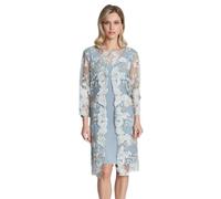 Gina Bacconi Embroidered Lace Mock Jacket with Jersey Dress, ICE SAGE, 18