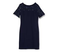 Gina Bacconi Lace Cocktail Dress with Embroidered Yoke, Navy, 14