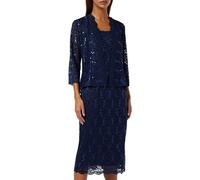 Gina Bacconi Lace Midi-Length Jacket Dress, Navy, 12