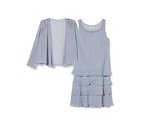 Gina Bacconi Lace Shoulder Bead Tier Jacket Dress, Concrete, 12