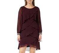 Gina Bacconi Long Sleeved Tiered Dress with Rhinestone Beading at Cuff, Fig, 16