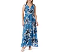 Gina Bacconi Printed Maxi Dress with Ruched Waist, Blue, 16