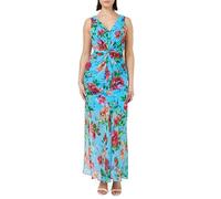 Gina Bacconi Printed Maxi Dress with Twist Bodice, Aqua, 16