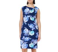 Gina Bacconi Printed Shift Dress with Trim, Navy/Multi, 18