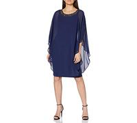 Gina Bacconi Women's Beaded Neck Crepe and Chiffon Dress, Blue (Navy), 10