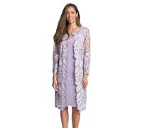 Gina Bacconi Women's Embroidered Lace Mock Jacket with Jersey Dress Cocktail, Orchid Mist, UK 11.5