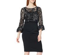 Gina Bacconi Women's Embroidered Overtop Dress Cocktail, Black, 16