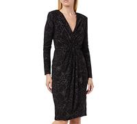 Gina Bacconi Women's Floral Metallic Wrap Dress Cocktail, Black/Silver, 08