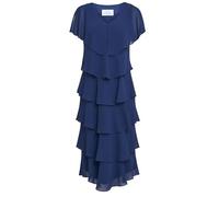 Gina Bacconi Women's Midi Tiered Dress with Shoulder Trim Cocktail, Navy, 12