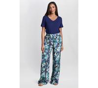 Gina Bacconi Women's Quinn Satin Pull On Wide Leg Trouser in Blue | Size: Large Gina Bacconi Blue L