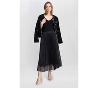 Gina Bacconi Women's Roslynn Pleated Mesh Skirt in Black | Size: Medium Gina Bacconi Black M